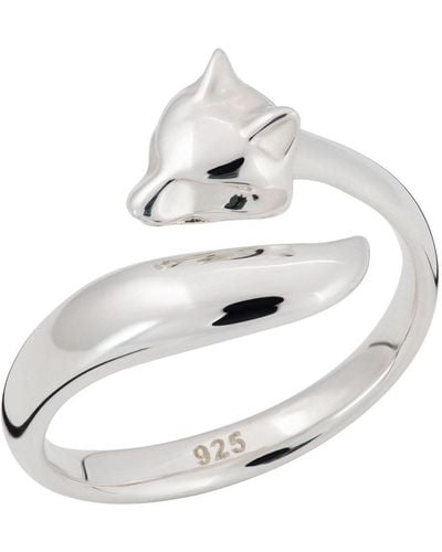 Lily Charmed Sterling Adjustable Fox Ring - Metallic