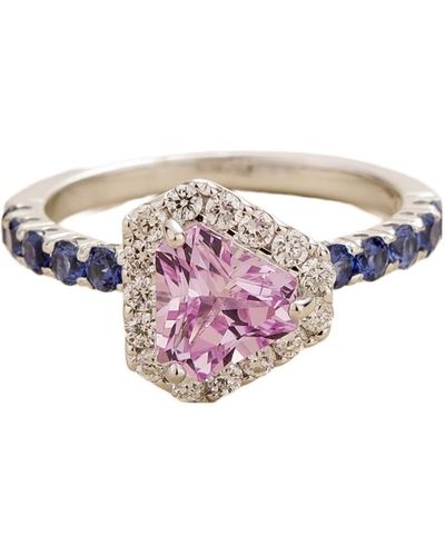 Juvetti Diana Ring In Pink Sapphire, Diamond & Blue Sapphire