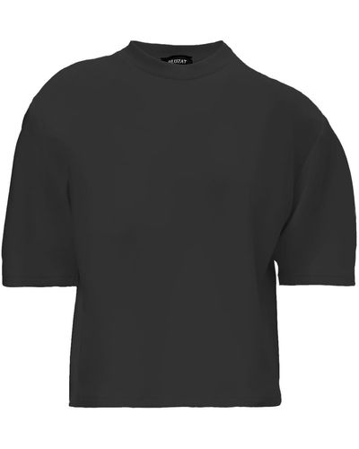 BLUZAT T-shirt With Oversized Shoulders - Black