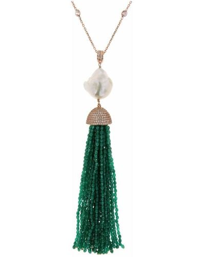 Cosanuova Jade Baroque Tassel Necklace - Green