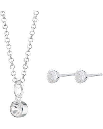 Lily Charmed April Birthstone Jewellery Set - Metallic