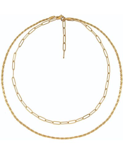 A Weathered Penny Layered Chain Necklace - Metallic