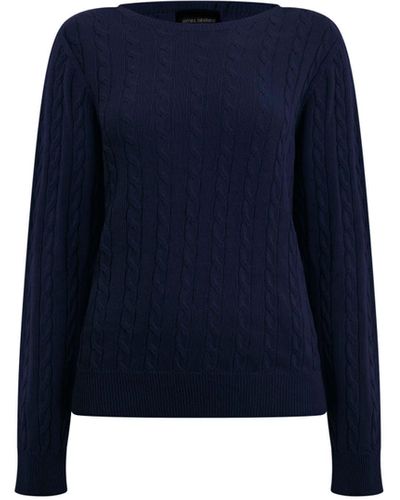 James Lakeland Cable Knit Sweater Navy - Blue