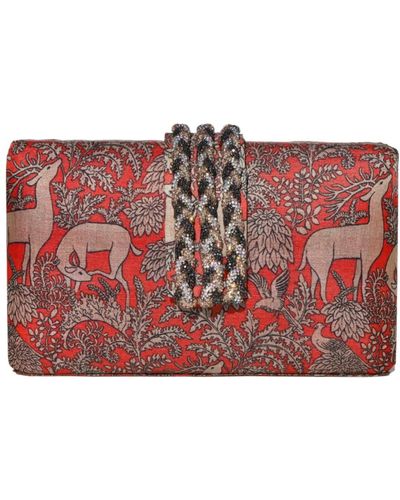 Simitri / Neutrals Bambi Braided Fringe Clutch - Red