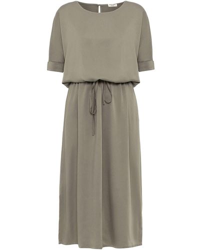 anou anou Neutrals Elegant Satin Dress With Gathered Detailing In - Gray