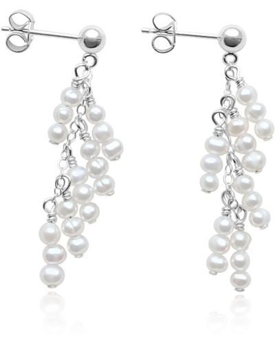 Kiri & Belle Delilah Tiny Pearl Waterfall Sterling Earrings - White
