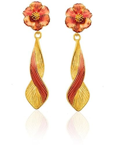Milou Jewelry Sugar Pink & Gold Infinity Drop Earrings - Orange