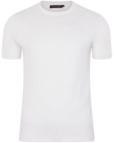 Paul James Knitwear S Ultra Fine Cotton Linen Salvador Knitted T-shirt - White