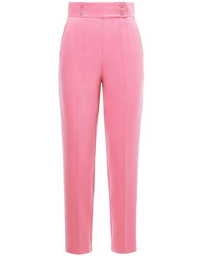 Nissa High Waisted Slim Trousers Pink