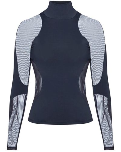 Balletto Athleisure Couture Tulle Fluity Long Sleeved Blouse Grigio Piu Scuro - Blue