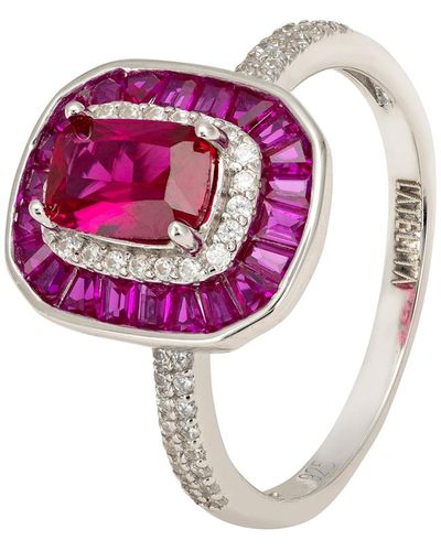 LÁTELITA London Great Gatsby Cocktail Ring Ruby Silver - Pink