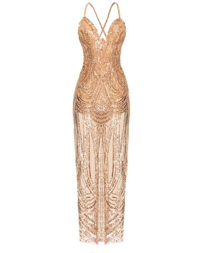 Angelika Jozefczyk Beads Embellished Evening Gown - Natural