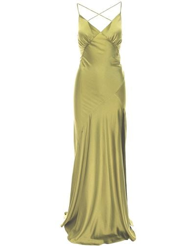ROSERRY Seville Satin Maxi Dress In Lime - Yellow