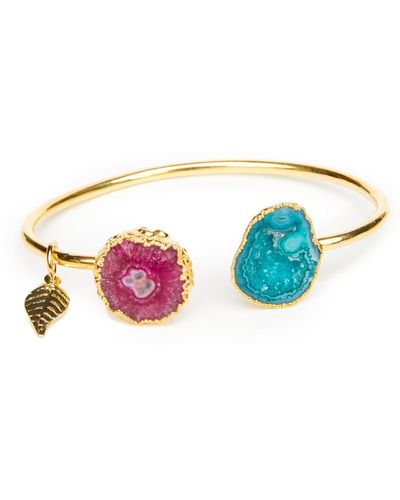 Magpie Rose Green & Pink Rocks In The Sky Bangle - Blue