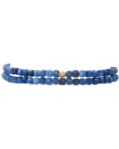 Soul Journey Jewelry Kyanite Gold Cube Bracelet With Diamonds - Blue