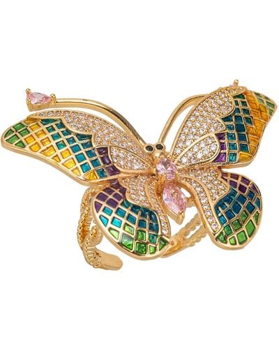 Eye Candy LA Monarch Rainbow Cz Butterfly Adjustable Ring - Yellow
