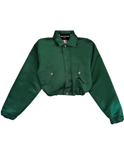 Quillattire Premium Cropped And Collared Bomber Jacket - Green