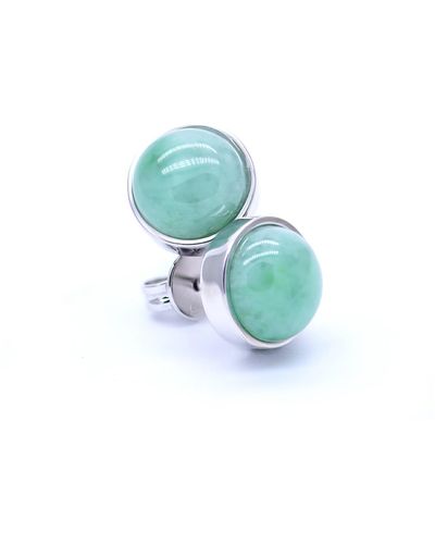Jadeite Atelier Eden Earring Studs In Apple Green Jade With Finish - Blue