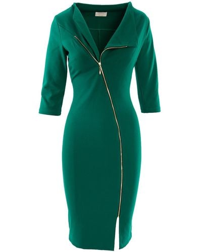 ROSERRY Chelsea Zipped Jersey Midi Dress In Emerald - Green