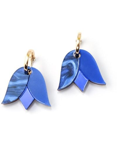By Chavelli Tulip Earrings In Blue