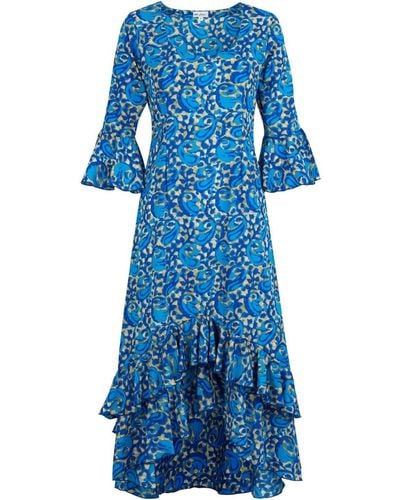 At Last Victoria Midi Dress Royal Swirl - Blue
