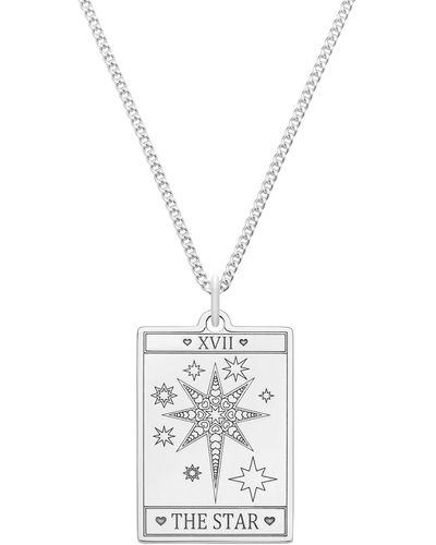 CarterGore Medium Sterling Silver "the Star" Tarot Card Necklace - White