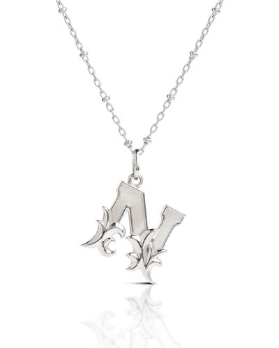 Kasun Solid N Initial Necklace With Mother Of Pearl - Metallic