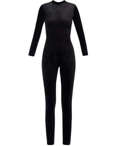 LIA ARAM Velvet Jumpsuit With High Neckline - Black