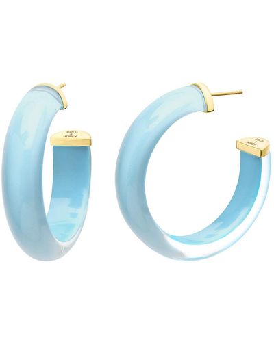 Gold & Honey Small Illusion Hoops In Ice Blue