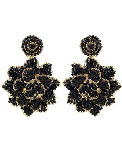 Lavish by Tricia Milaneze Black & Gold Blossom Handmade Crochet Earrings