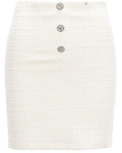 Nissa High-waisted Bouclé Skirt - White