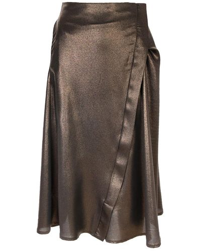 Silvia Serban Neutrals "jackpot" A Line Midi Copper Skirt - Brown