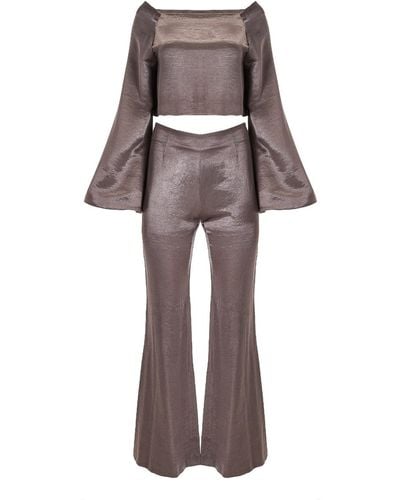 Lita Couture 70s Vibes Liquid Top - Gray