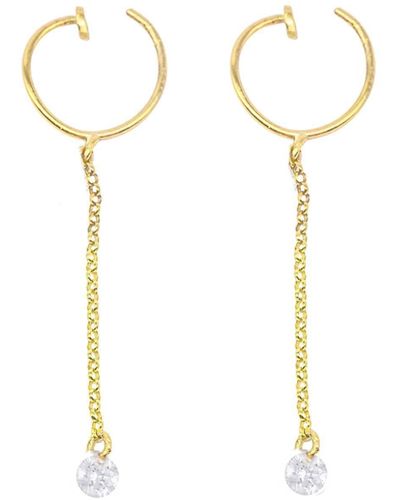 Lily Flo Jewellery Rising Star Naked Diamond Hoop Drop Earrings - Metallic