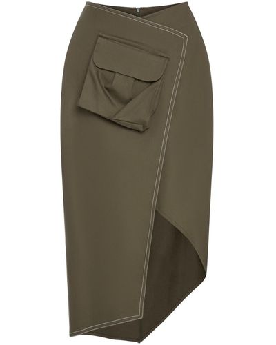 Mirimalist Wrap Pencil Midi Skirt-khaki - Green