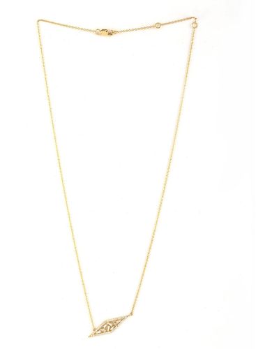 Artisan Solid Yellow Gold Baguette Diamond Chain Necklace Pendant - Metallic