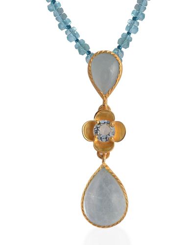Emma Chapman Jewels Lola Cabochon Aquamarine Pendant - Blue