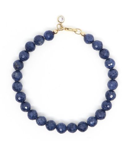 Shar Oke Blue Sapphire & Gold Filled Beaded Bracelet