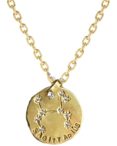 Lily Flo Jewellery Sagittarius Diamond Medallion - Metallic