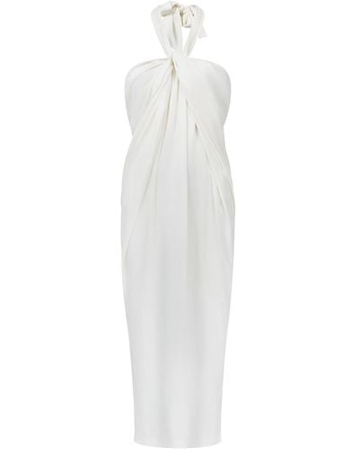 The Summer Edit Maya Sandwashed Silk Bandeau Dress - White