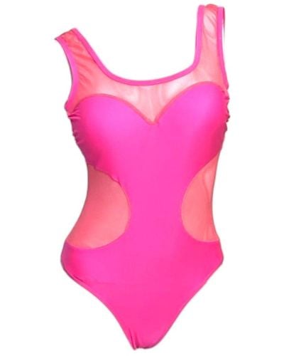 Julia Clancey Marilyn Mesh Hot Pink Swim Suit - Red