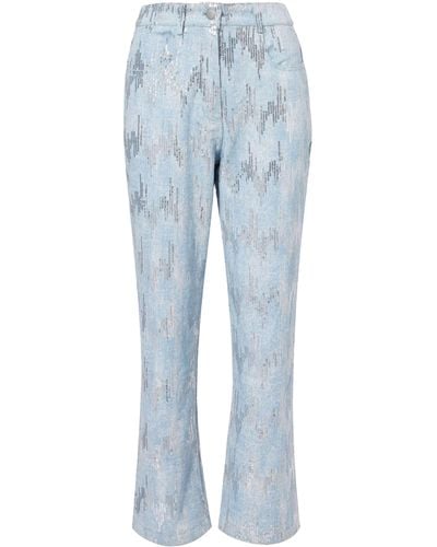 Amy Lynn Teddie Embellished Denim Trousers - Blue