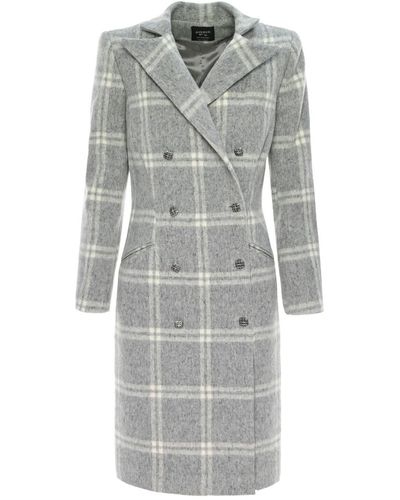 AVENUE No.29 Check Wool Chester Coat - Gray