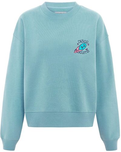 blonde gone rogue Disco Biscuits Embroidered Organic Cotton Sweatshirt In Light - Blue