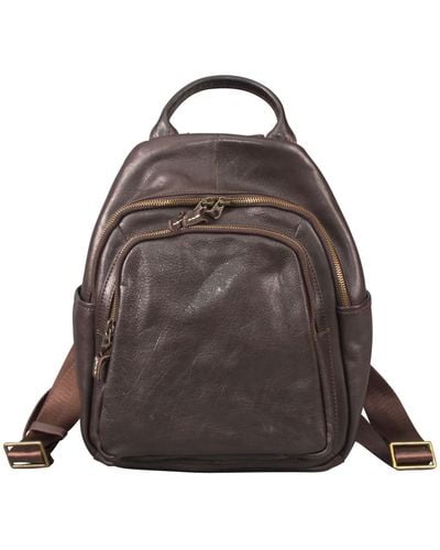 Rimini Leather Backpack 'greta' - Brown