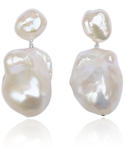 Kiri & Belle Nova Large Baroque Pearl Drop Sterling Earrings - White