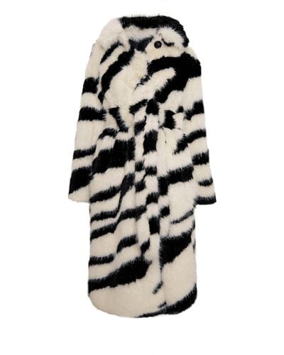 James Lakeland Tiger Long Faux Fur Coat - Black