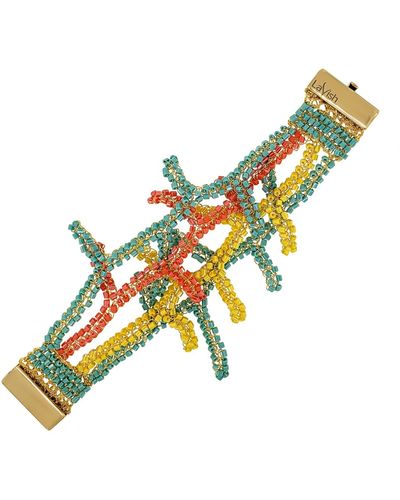 Lavish by Tricia Milaneze Summer Vibe Mix Coral Handmade Crochet Bracelet - Metallic