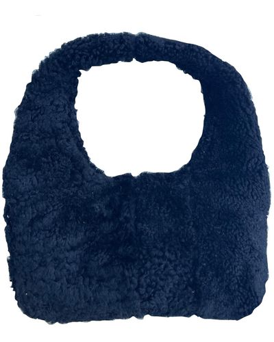 tirillm Lotte Handmade Small Bag Made Of Sherling Scraps. - Blue