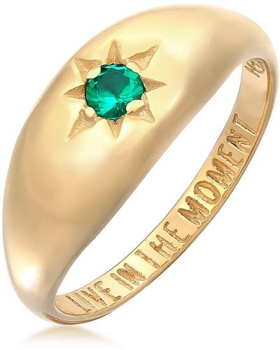 Haze & Glory Emerald Moment Solid Gold Ring - Metallic